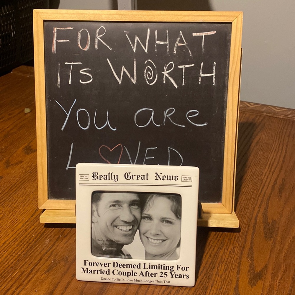 Louie Veasey Ceramic 25th Anniversary Picture Frame Chalkboard Easel